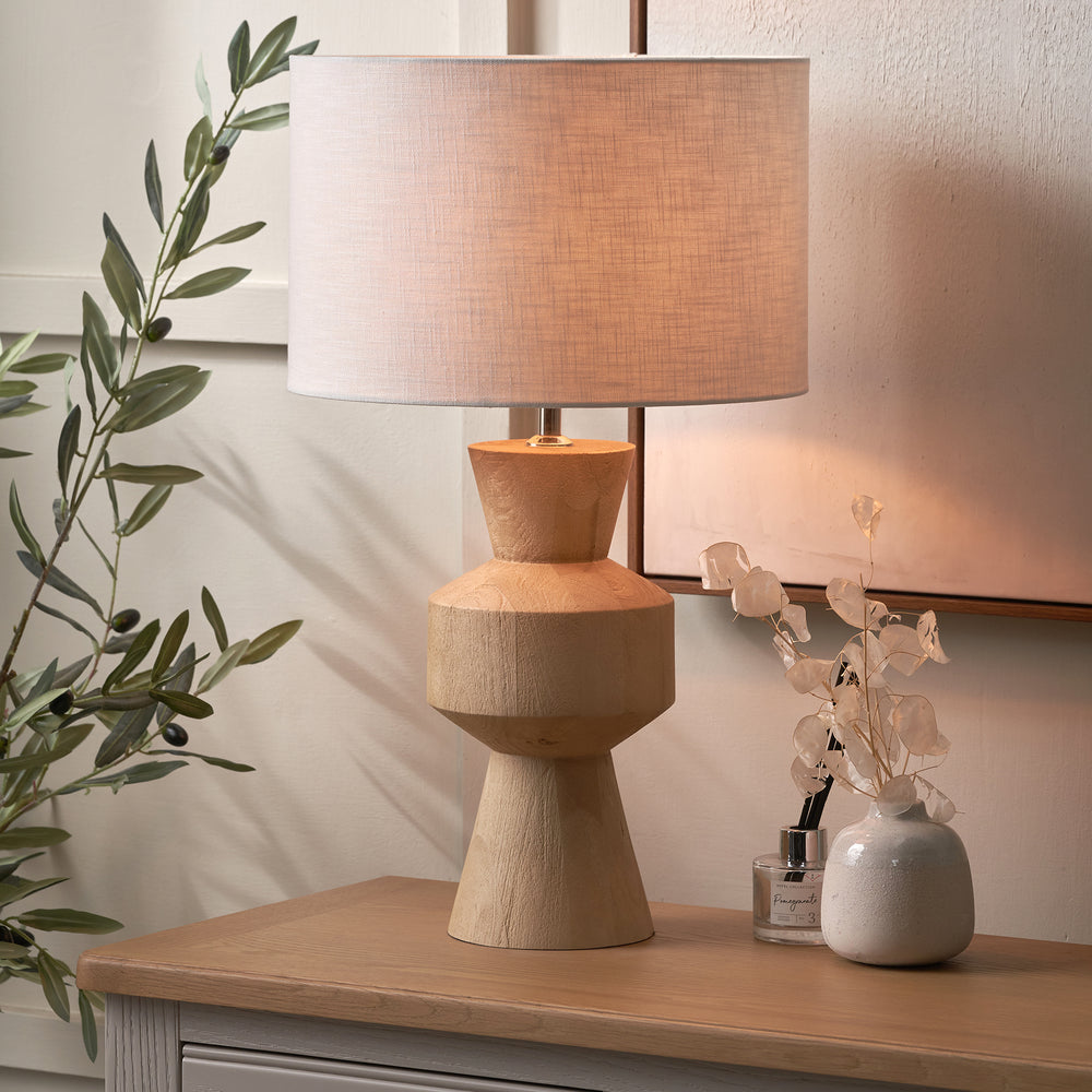 Natural Mango Wood Contemporary Table Lamp Base Lighting