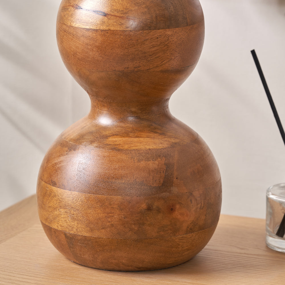 Zhuri Brown Oiled Mango Wood 3 Ball Design Table Lamp Base