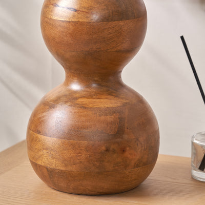Zhuri Brown Oiled Mango Wood 3 Ball Design Table Lamp Base