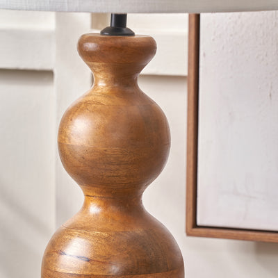 Zhuri Brown Oiled Mango Wood 3 Ball Design Table Lamp Base