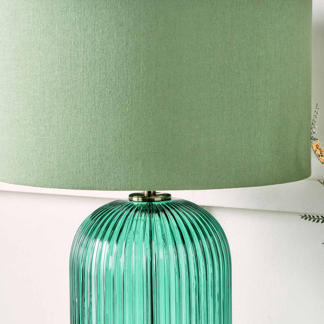 Designers Guild Varese Emerald Ribbed Glass Table Lamp