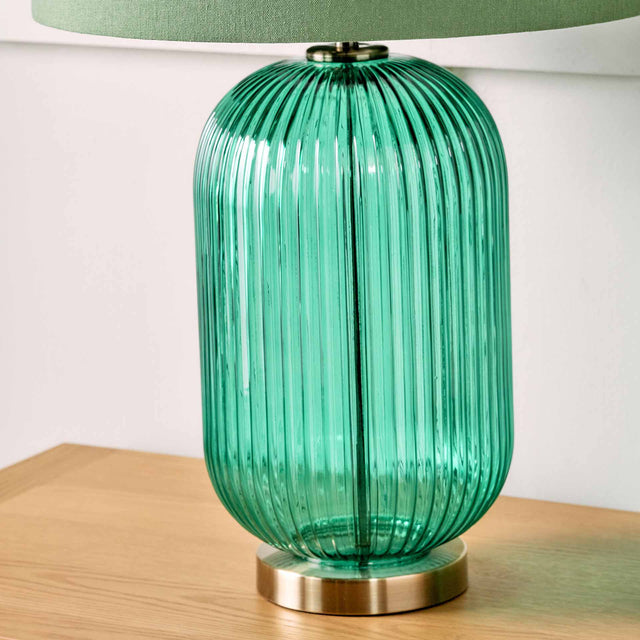 Designers Guild Varese Emerald Ribbed Glass Table Lamp