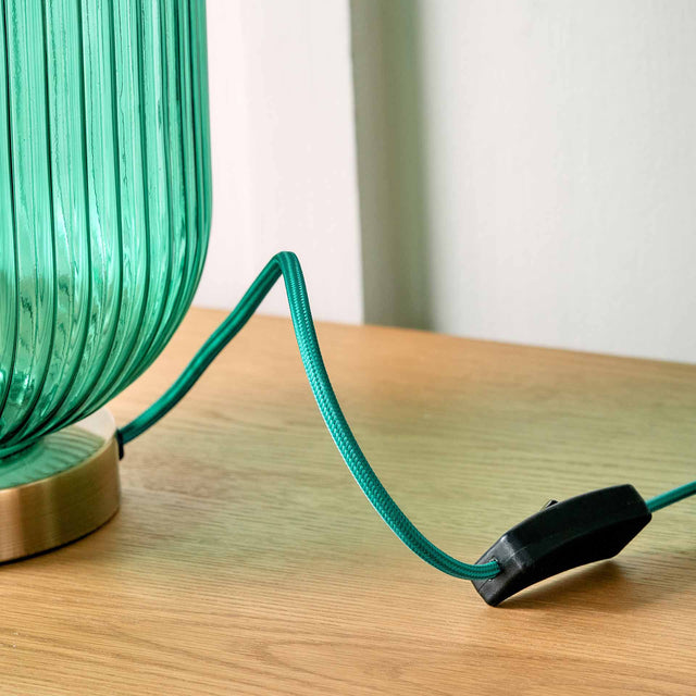 Designers Guild Varese Emerald Ribbed Glass Table Lamp