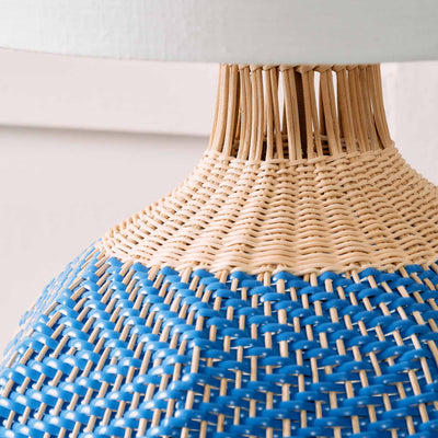 Designers Guild Brera Large Cobalt Rattan Table Lamp