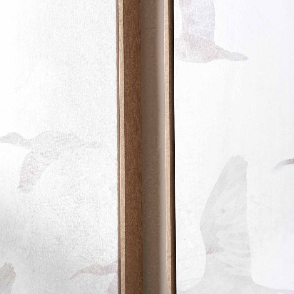 Ave Natural and White Bird Canvases with Natural Frames S/3