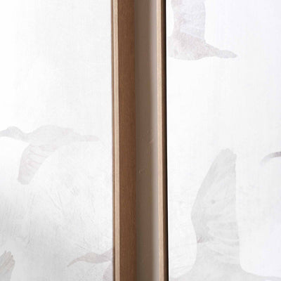 Ave Natural and White Bird Canvases with Natural Frames S/3
