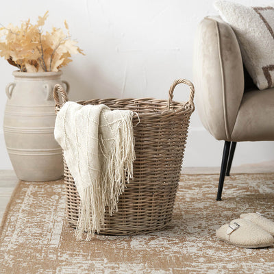 Sura Grey Kubu Tall Round Storage Basket