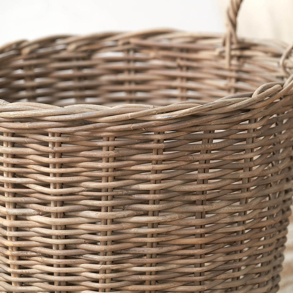 Sura Grey Kubu Tall Round Storage Basket