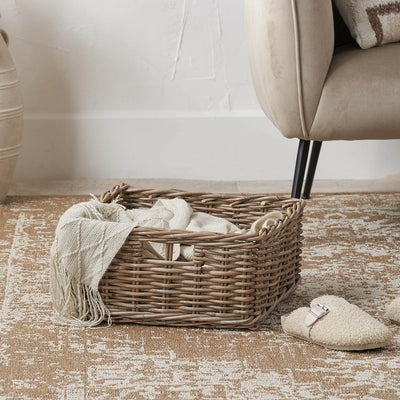 Ayu Grey Kubu Square Storage Basket with Inset Handle