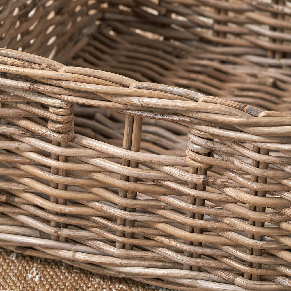 Ayu Grey Kubu Square Storage Basket with Inset Handle