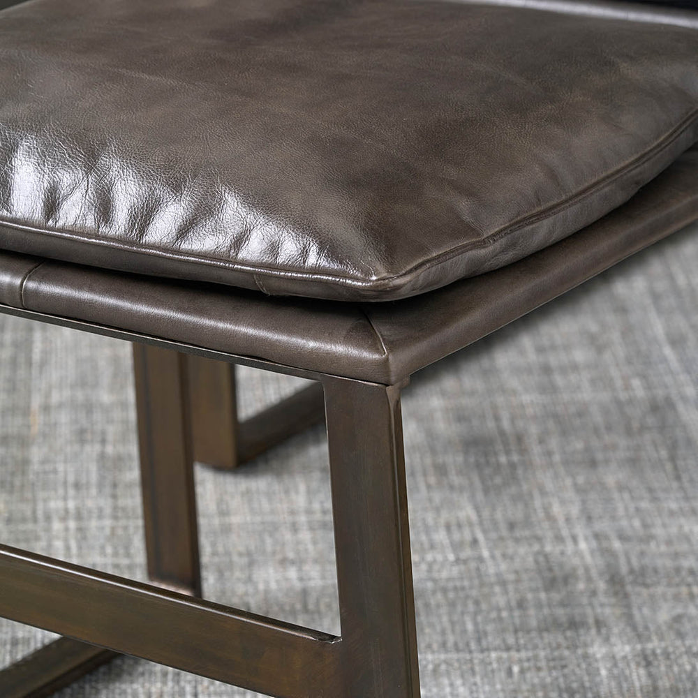 Oliviero Peppercorn Leather Chair and Footstool