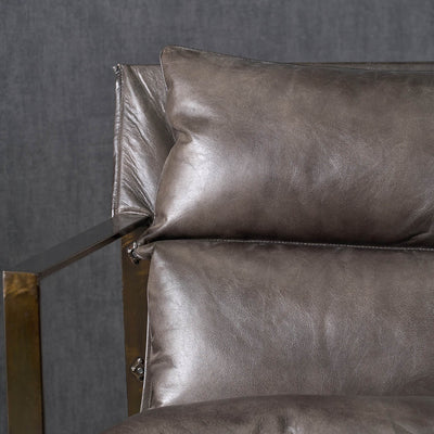 Oliviero Peppercorn Leather Chair and Footstool