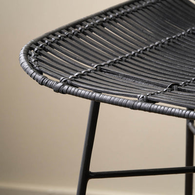 Miko Black Rattan Bar Stool