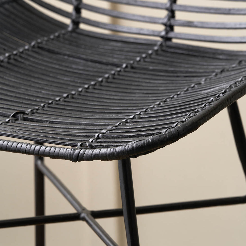 Miko Black Rattan Bar Stool