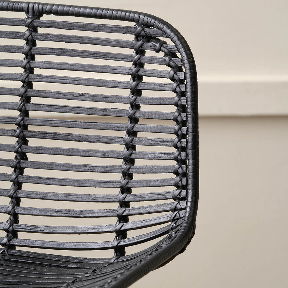 Miko Black Rattan Bar Stool