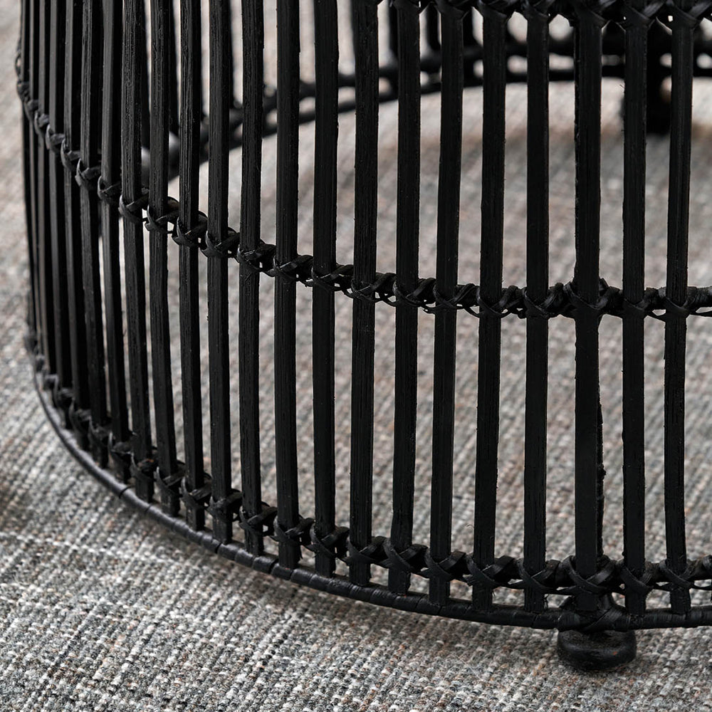 Miko Black Rattan Stool