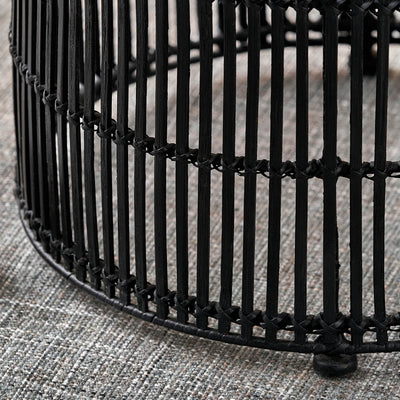 Miko Black Rattan Stool