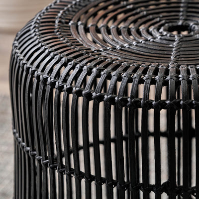 Miko Black Rattan Stool