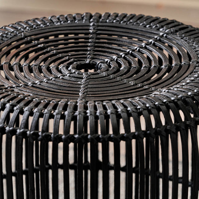 Miko Black Rattan Stool