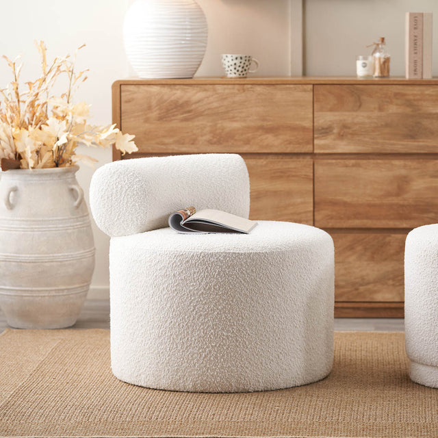 Valero White Boucle Accent Chair