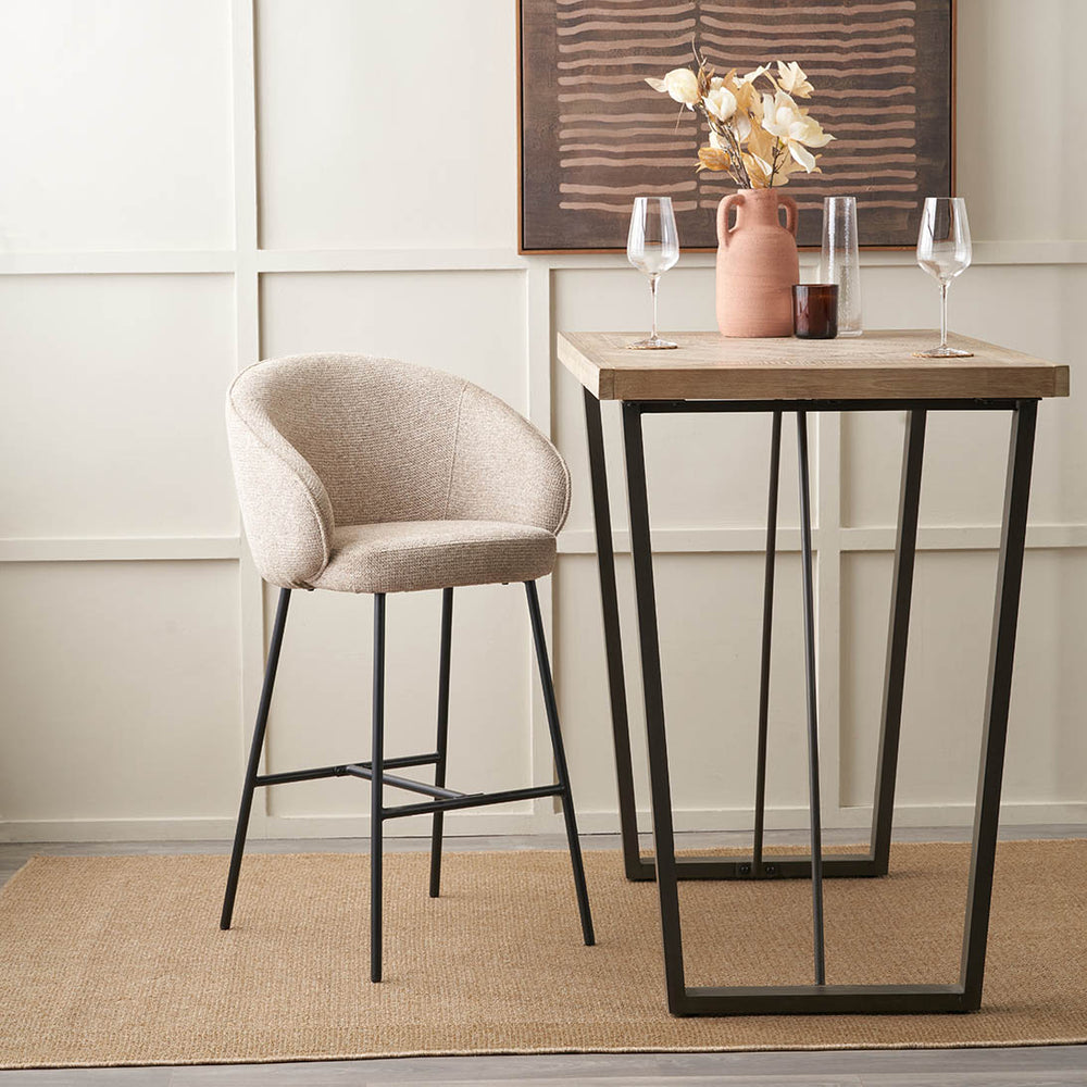 Shelby Mocha Textured Marl Chenille Tub Bar Stool