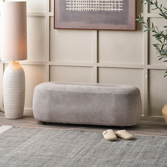 Carmen Light Grey Chenille Bench