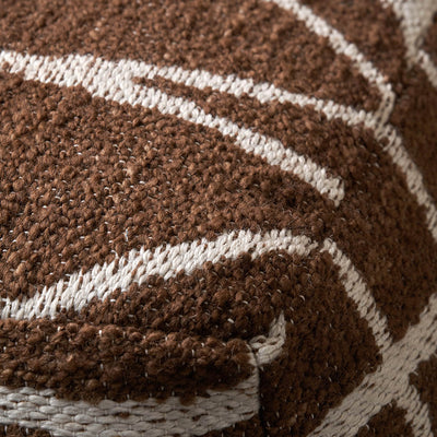 Indoor Outdoor Chocolate Brown and White Abstract Swirl Design Pouffe