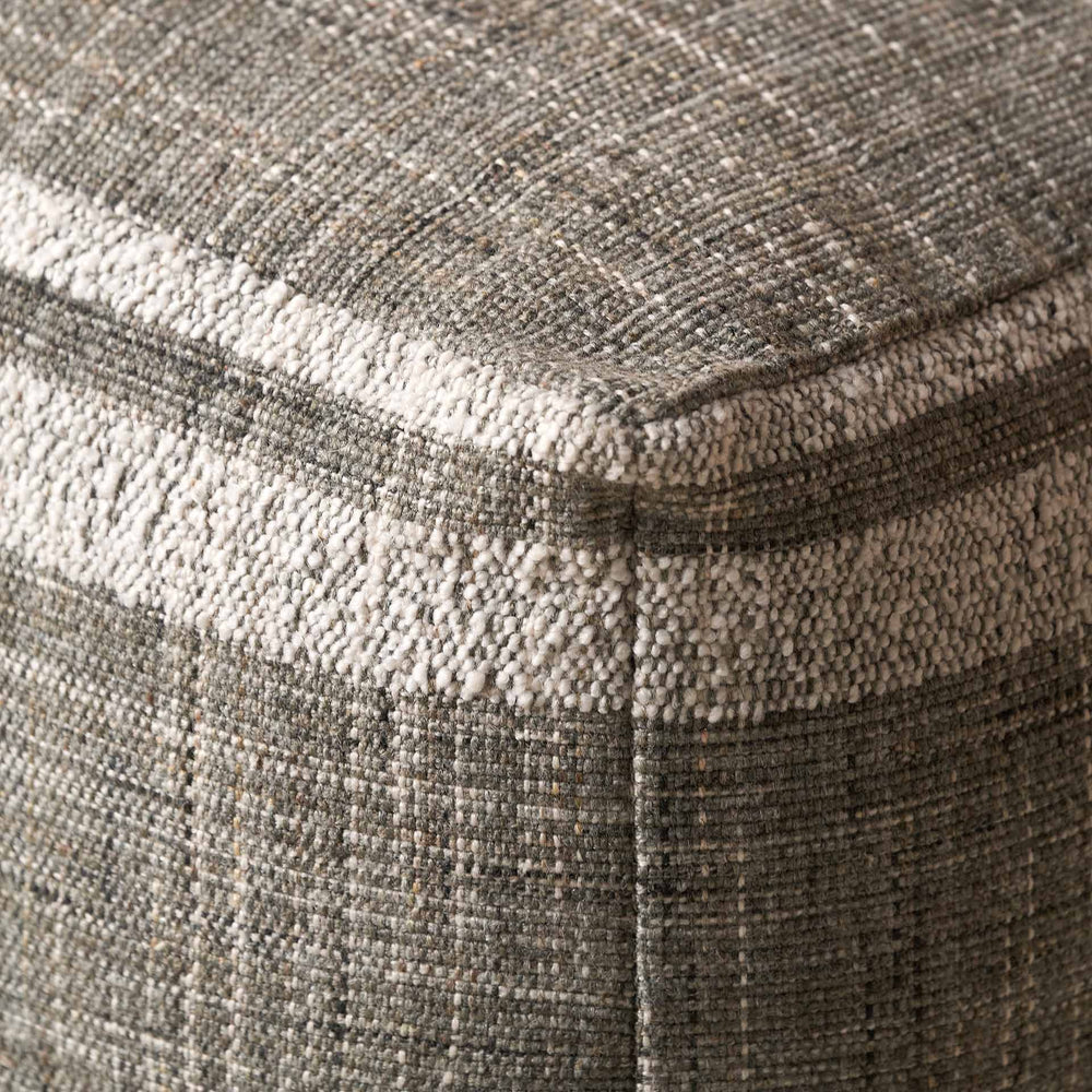 Indoor Outdoor Steel Grey and White Stripe Design Pouffe