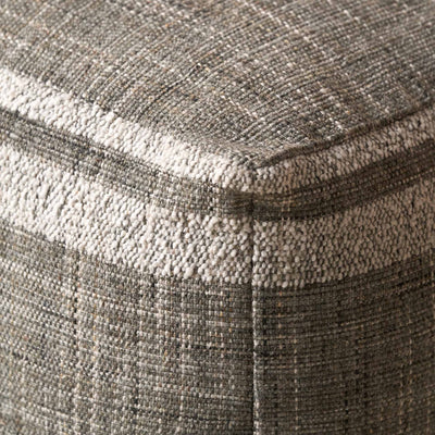 Indoor Outdoor Steel Grey and White Stripe Design Pouffe