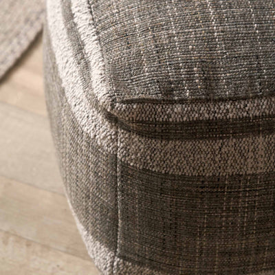 Indoor Outdoor Steel Grey and White Stripe Design Pouffe