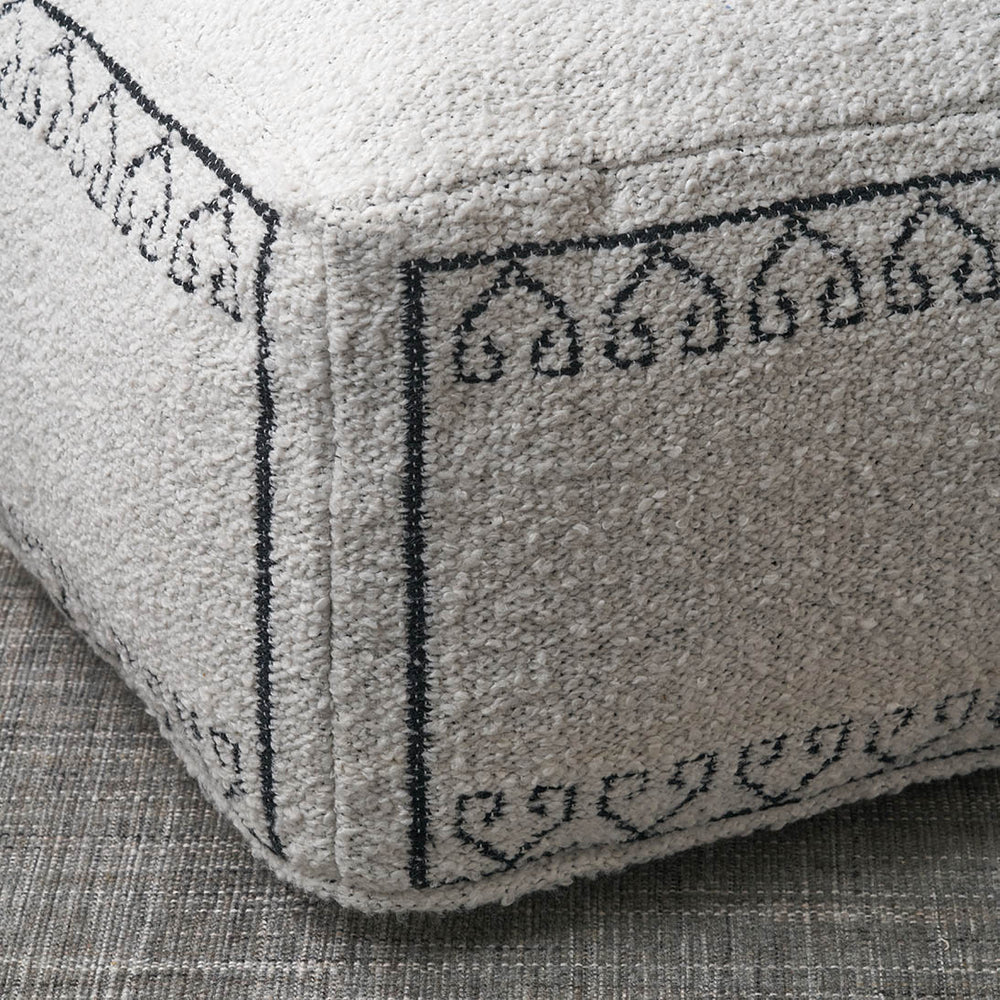 Indoor Outdoor White and Black Greek Key Design Pouffe