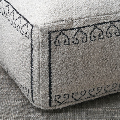 Indoor Outdoor White and Black Greek Key Design Pouffe