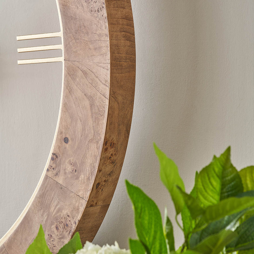 Woodmere Burr Wood Effect Round Wall Clock