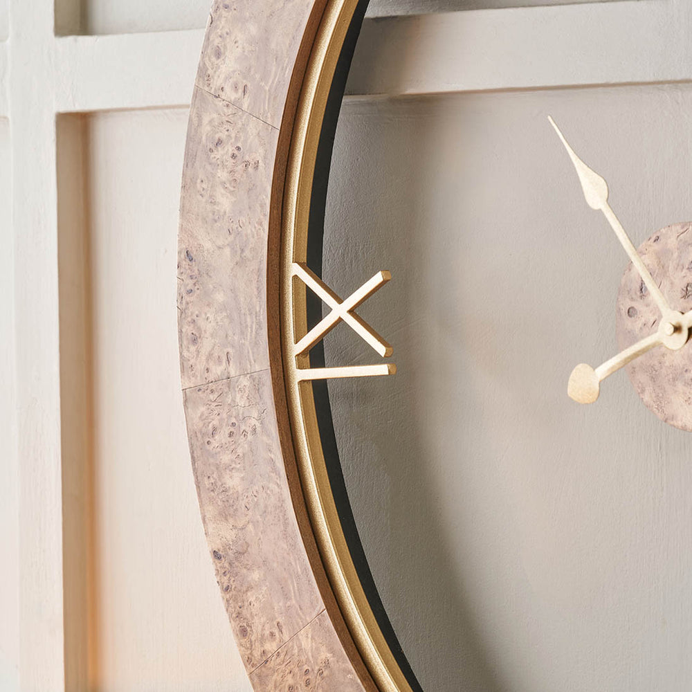Woodmere Burr Wood Effect Round Wall Clock