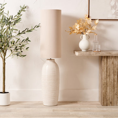 Selene White Grooved Ceramic Floor Lamp