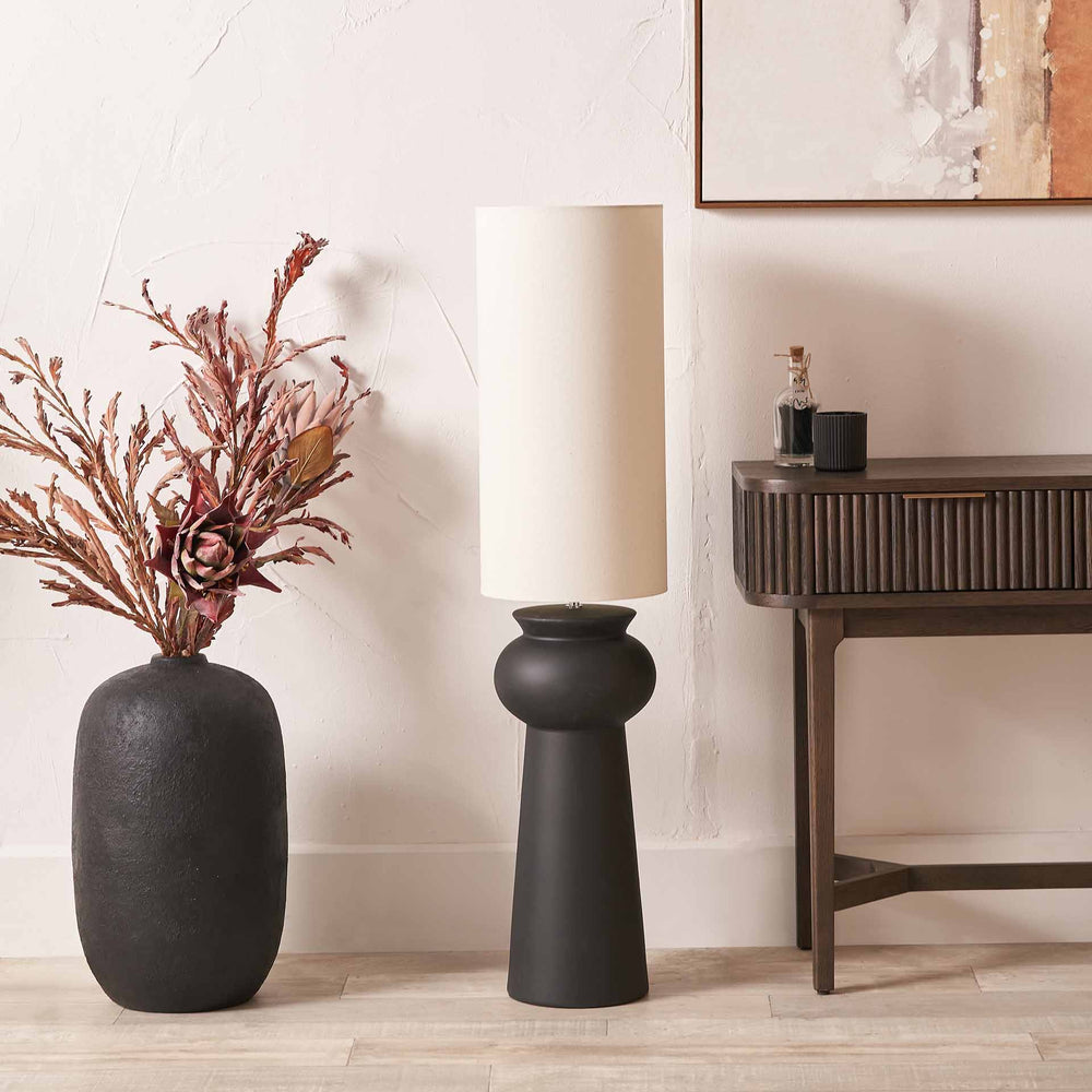 Ellery Black Contemporary  Ceramic Floor Lamp