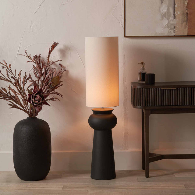 Ellery Black Contemporary  Ceramic Floor Lamp