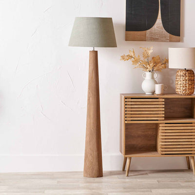 Alisha Natural Conical Wood Floor Lamp Base