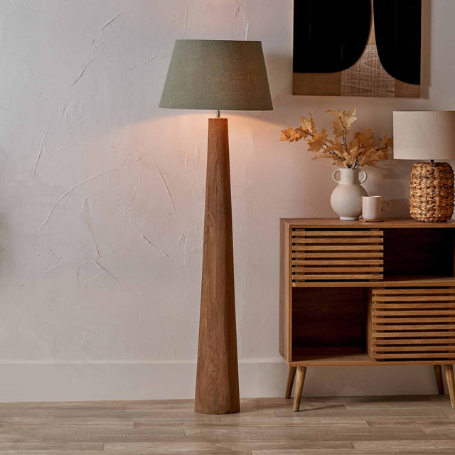 Alisha Natural Conical Wood Floor Lamp Base