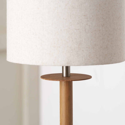 Benton Natural Wood Veneer and Silver Floor Lamp