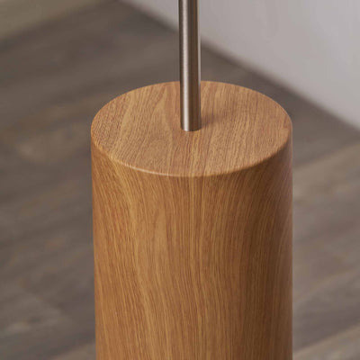 Benton Natural Wood Veneer and Silver Floor Lamp