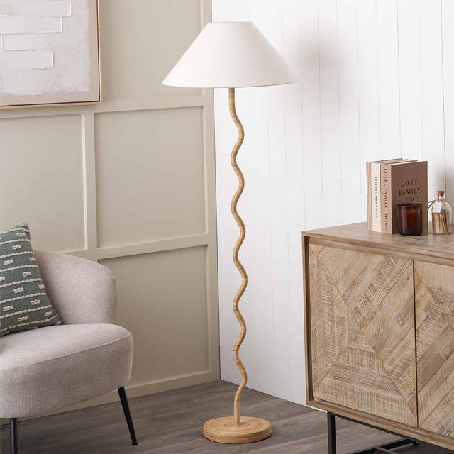 Pulau Rattan Wave Floor Lamp Base