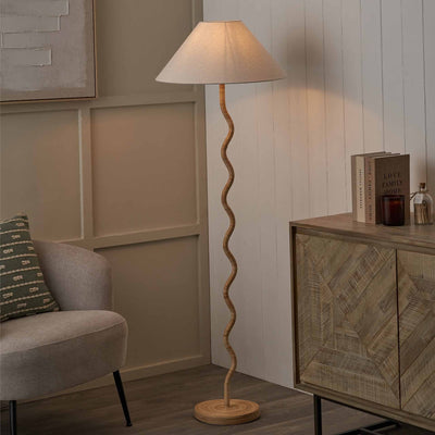 Pulau Rattan Wave Floor Lamp Base