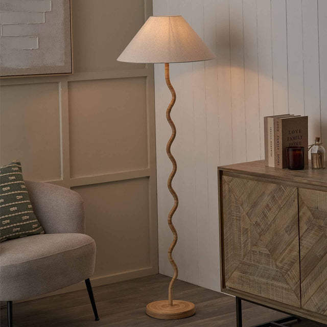 Pulau Rattan Wave Floor Lamp Base