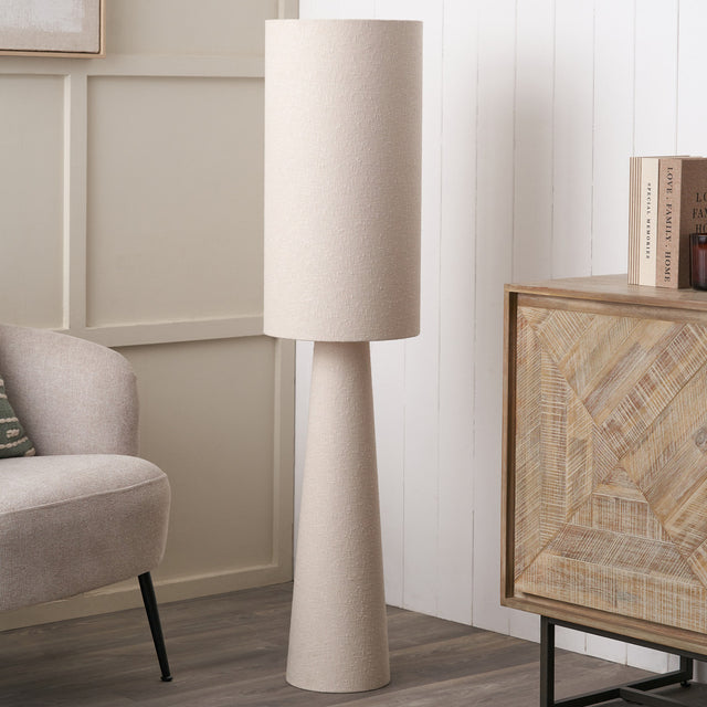 Carissa White Slubby Handloom Fabric Floor Lamp