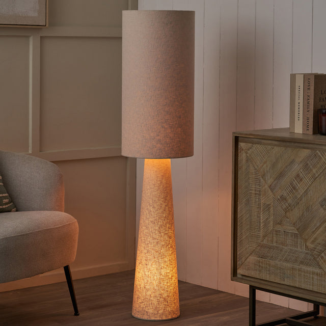 Carissa White Slubby Handloom Fabric Floor Lamp