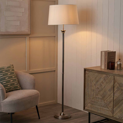 Marcello Antique Silver Metal Floor Lamp Base