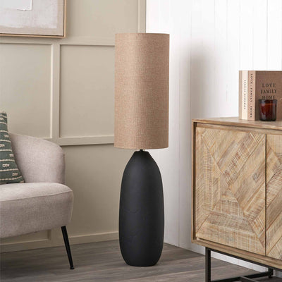 Avery Black Vintage Textured Ceramic Floor Lamp