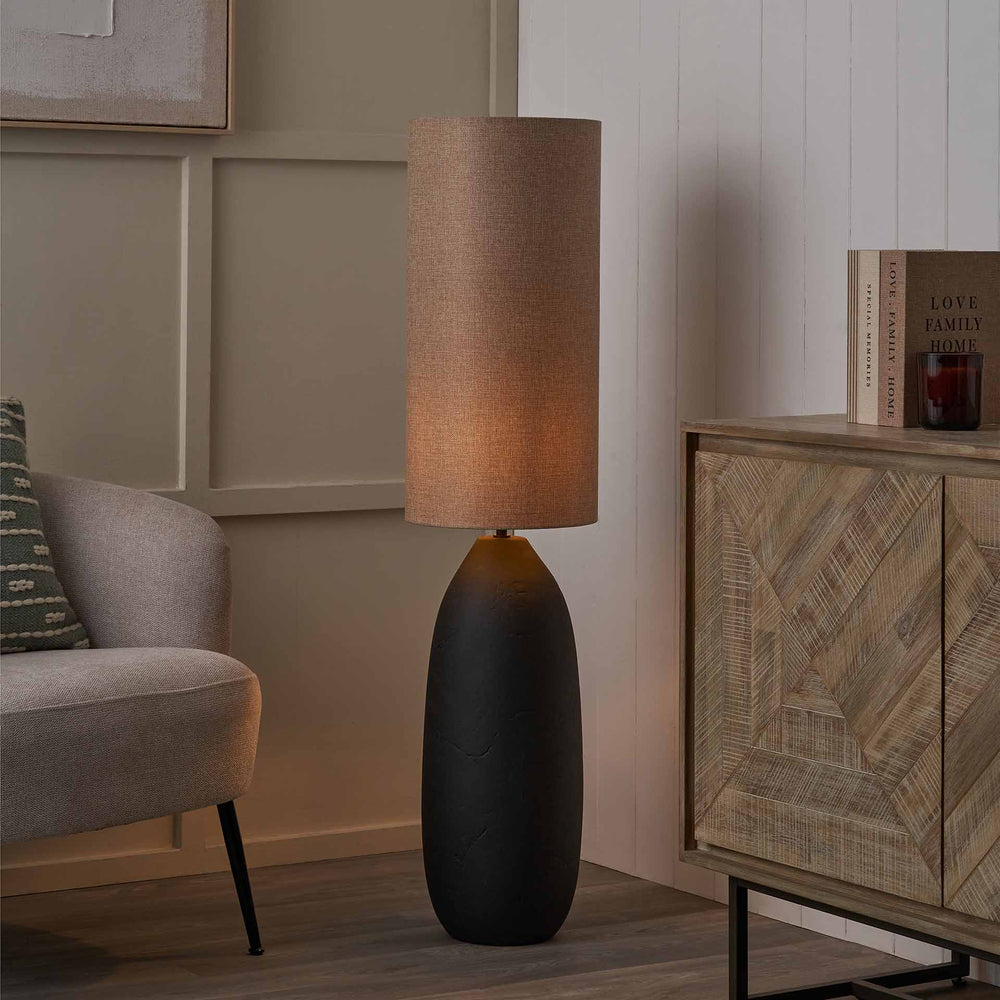 Avery Black Vintage Textured Ceramic Floor Lamp