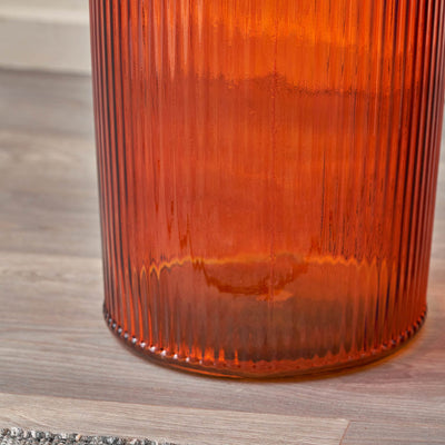 Oliva Orange Recycled Glass Ribbed Vase